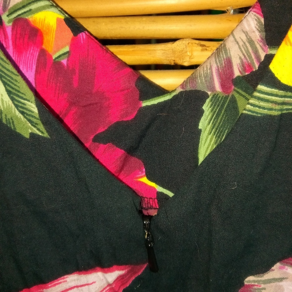 Dolce M Black Tropical Floral Beaded Stretch Dress - Picture 8 of 8